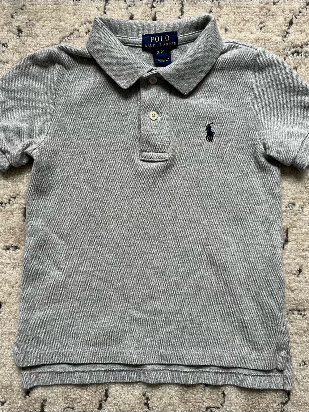 Polo by Ralph Lauren Kids Light Gray Short-Sleeve Polo with Navy Logo